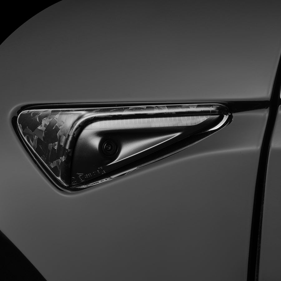 Tesla Model 3 / Y Side Cameras Overlay-REAL MOLDED CARBON FIBER Tesla Model 3 / Y Side Cameras Overlay-REAL MOLDED CARBON FIBER