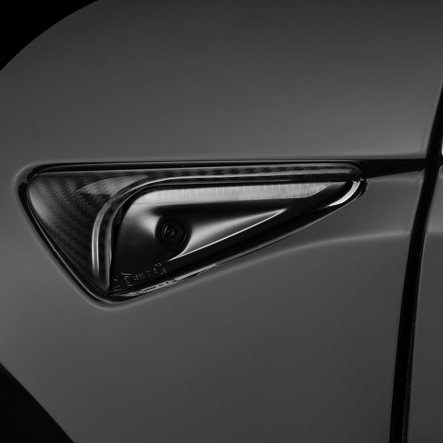 Tesla Model 3 / Y Side Cameras Overlay-REAL MOLDED CARBON FIBER Tesla Model 3 / Y Side Cameras Overlay-REAL MOLDED CARBON FIBER