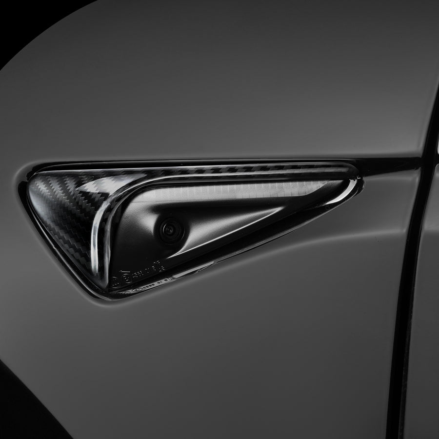 Tesla Model 3 / Y Side Cameras Overlay-REAL MOLDED CARBON FIBER Tesla Model 3 / Y Side Cameras Overlay-REAL MOLDED CARBON FIBER