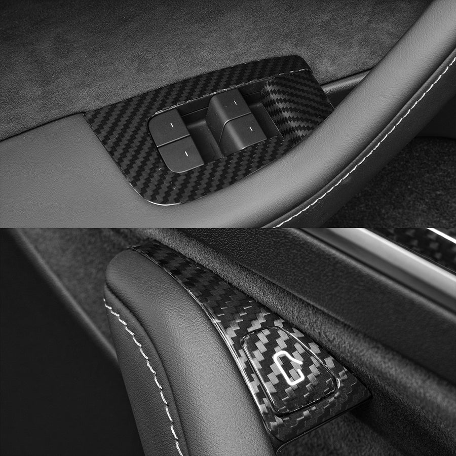 Tesla Model 3 / Y Windows & Door Switch-REAL MOLDED CARBON FIBER