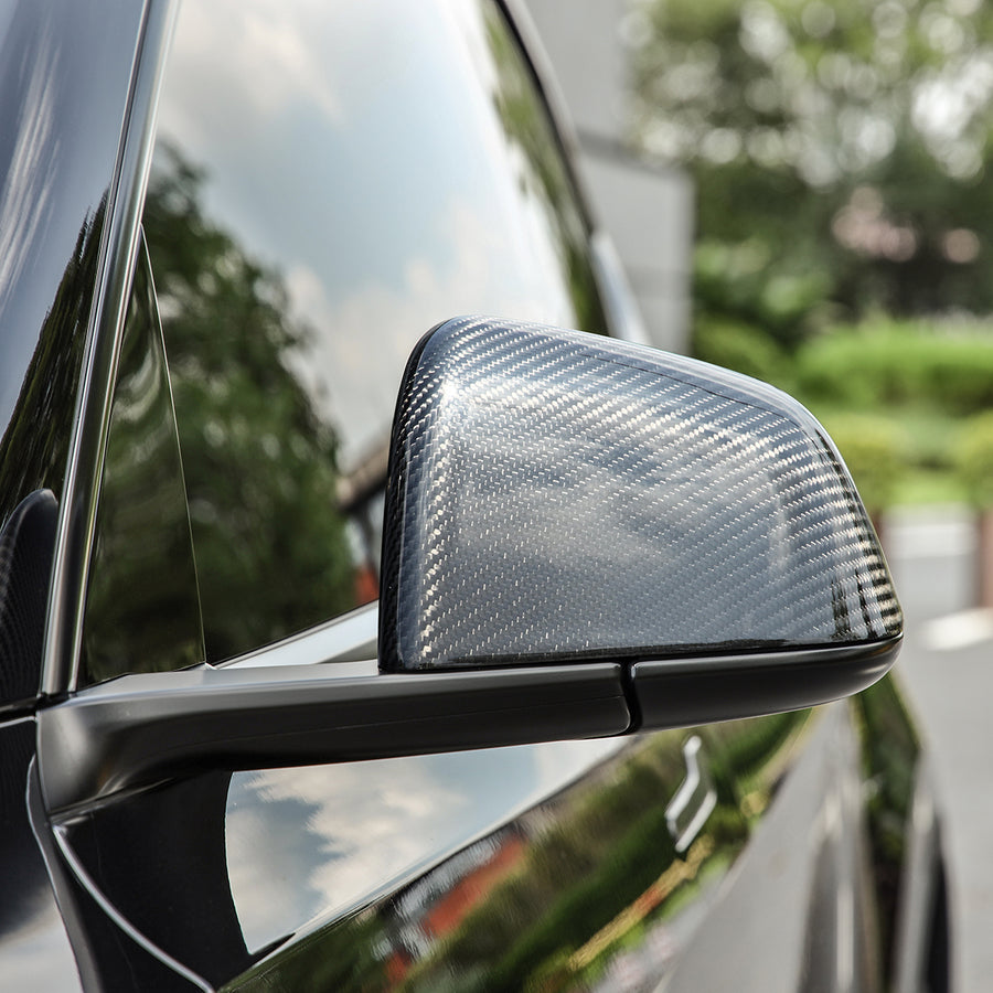 Tesla Model Y Sideview Mirror Overlay Pair-REAL MOLDED CARBON FIBER