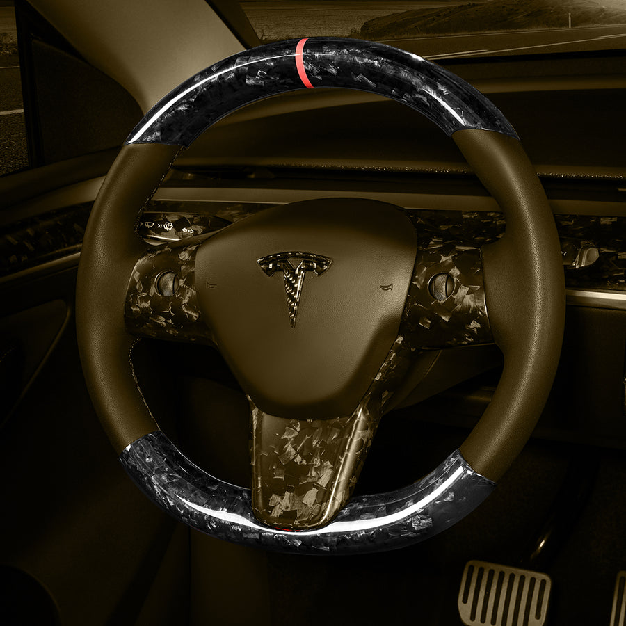 Tesla Model 3 / Y Steering Wheel Stalk Cover-REAL MOLDED CARBON FIBER
