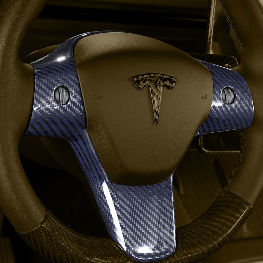 Tesla Model 3 / Y Steering Wheel Top Cap-REAL MOLDED DRY CARBON